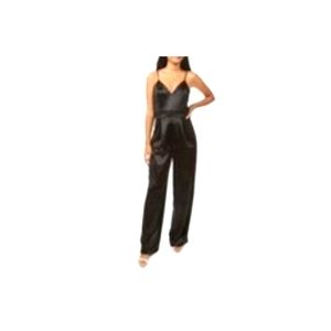 NWT Emerald Sundae Juniors Size 3 Black Satin Party Jumpsuit